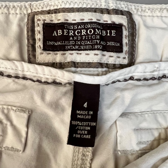 Abercrombie & Fitch Cargo Pants Size 4 Cream Low Rise Utility Y2K Pocket Detail - Picture 7 of 8